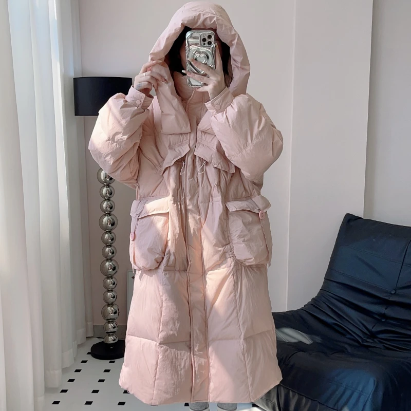 Winter Coat Female 2024 New Coats Down Thickened Mid-length Parka Warm Hooded Windproof Outerwear Korean Sweet Cute Women Jacket