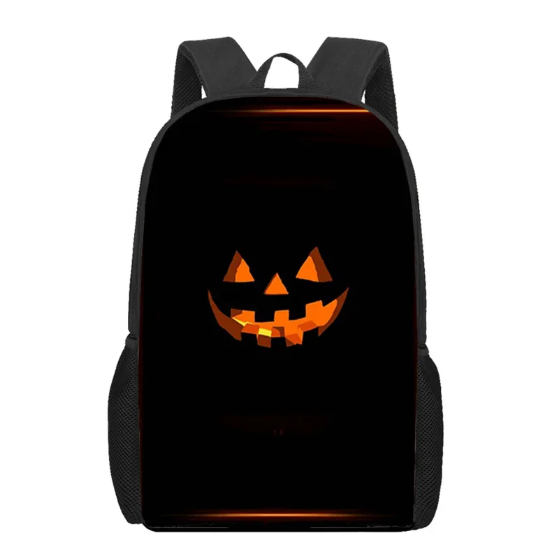 

Halloween Horror Pumpkin Head Print Kids Backpack Girls Boys School Bags Funny Book Bag Casual Shoulder Bag Daily Rucksack