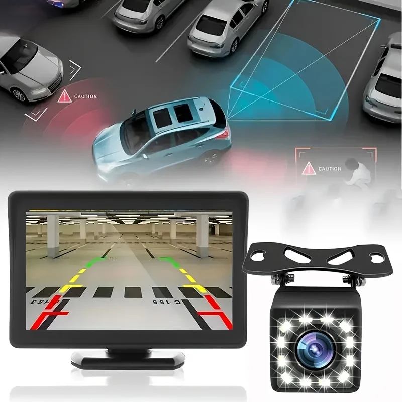 Backup 10.92cm Monitor Kit Easy Plug-Play Night Vision Rear with Parking System for Cars/SUVs/Trucks/Campers Simple Installation