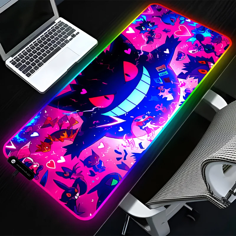 rgb-led-マウスパッドラバーアニメマウスパッドコンピュータゲームアクセサリーキーボードパッドオフィスノンスリップ-p-pokemon-ゲンガー-デスクマウスマット