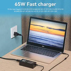 65W AC Charger for Acer Aspire 5/3/1 Series A315 A515 A314 V3 V5 V7 E1 E3 E5 E11 E14 E15 E17 ES1 F15 S5 S7 R3 R5 R7 M5 F5 Laptop