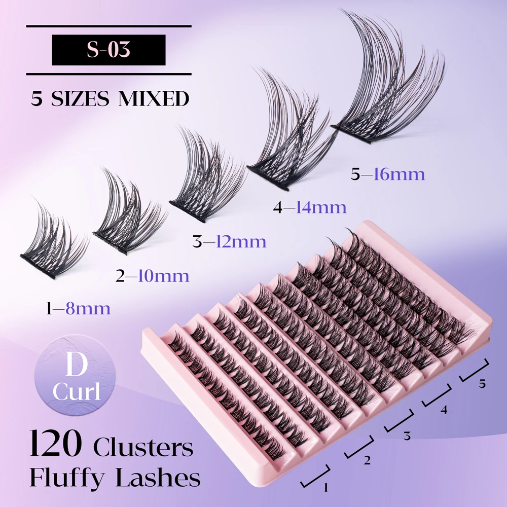 Cillophy Cluster lashes 120 Clusters Lash Clusters Individual Mega Volume Eyelash Clusters DIY Lash Extensions Soft Fluffy