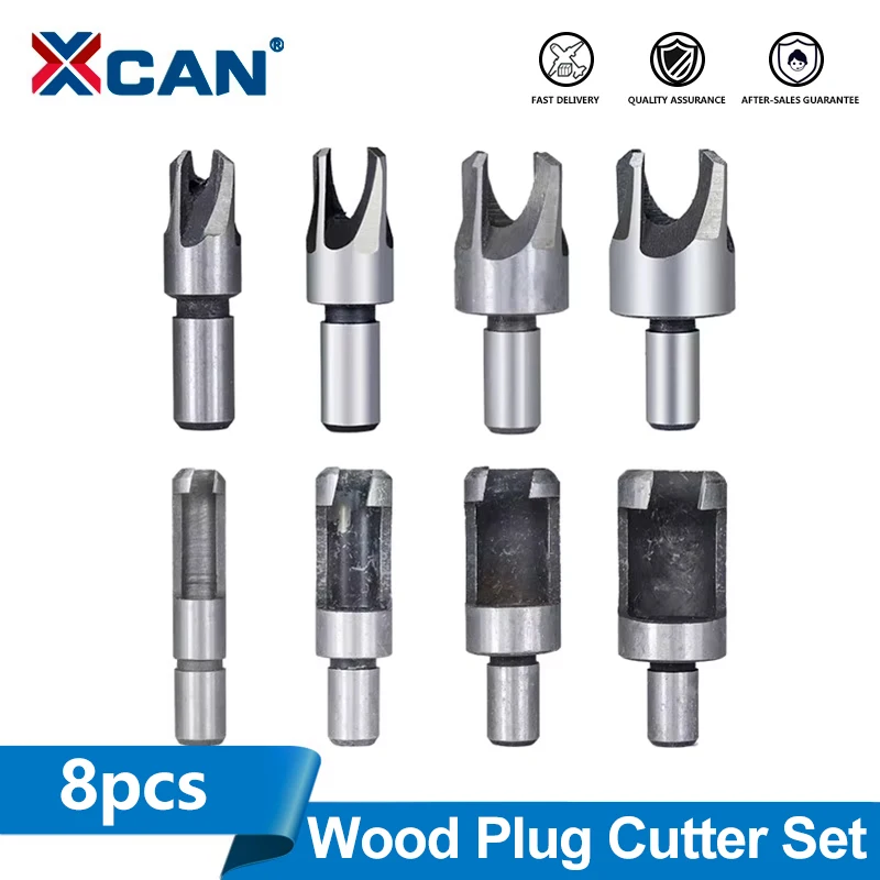 

XCAN 8pcs Wood Hole Plug Cutter 10mm Shank Round Handle Barrel/Claw Type Woodworking Hole Opener Reaming Drill Bit Removal Tool