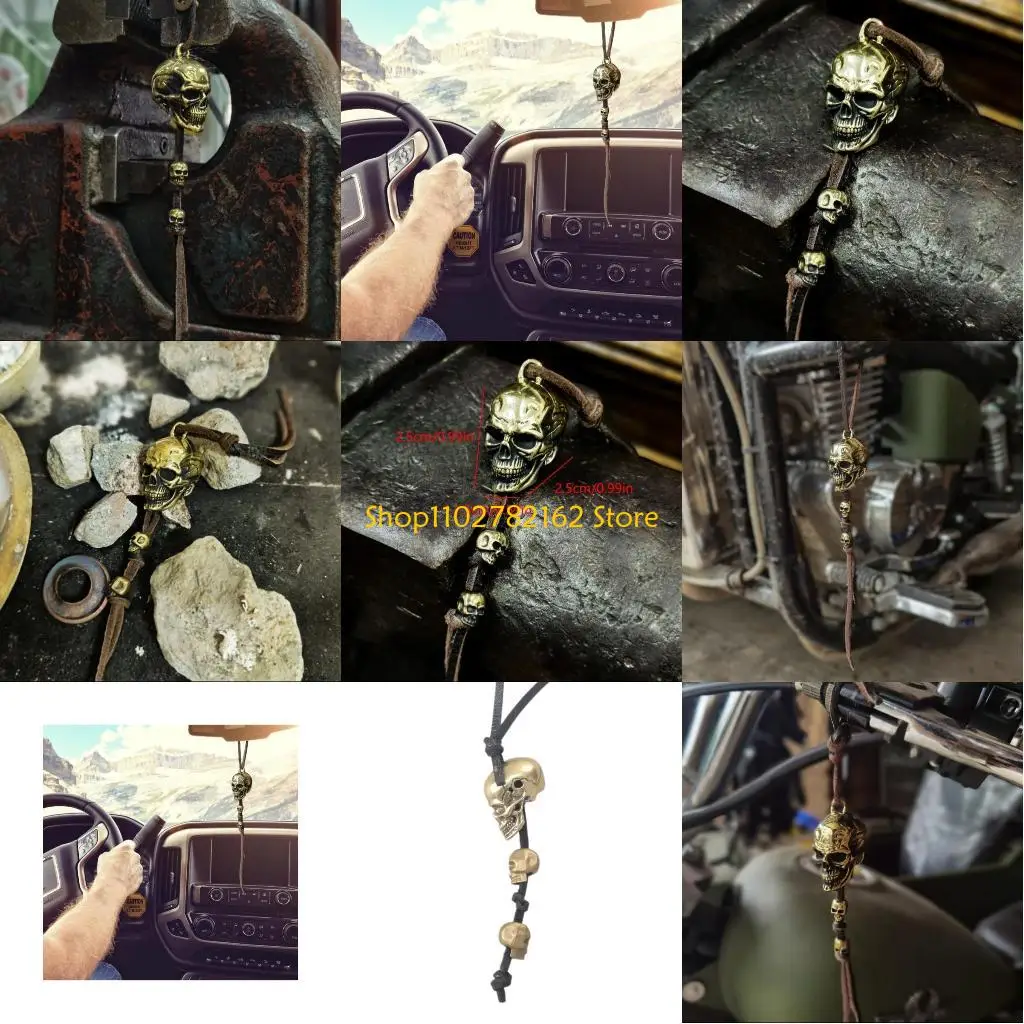 

547B Lucky Skull Motorcycle Bells Hangings Charm For Rear View Mirror Decoration And Safety Ward Offroads Bring Luck