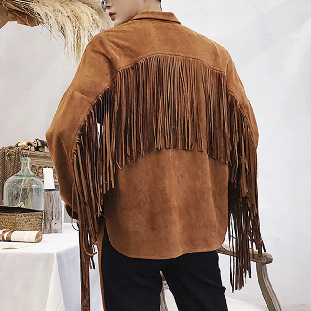 Mens Spring Shirt Nightclub Tassel Shirt Streetwear Fashion Niche Stage Performance Ballroom Long Sleeve Top Men'S Wear 2026 New