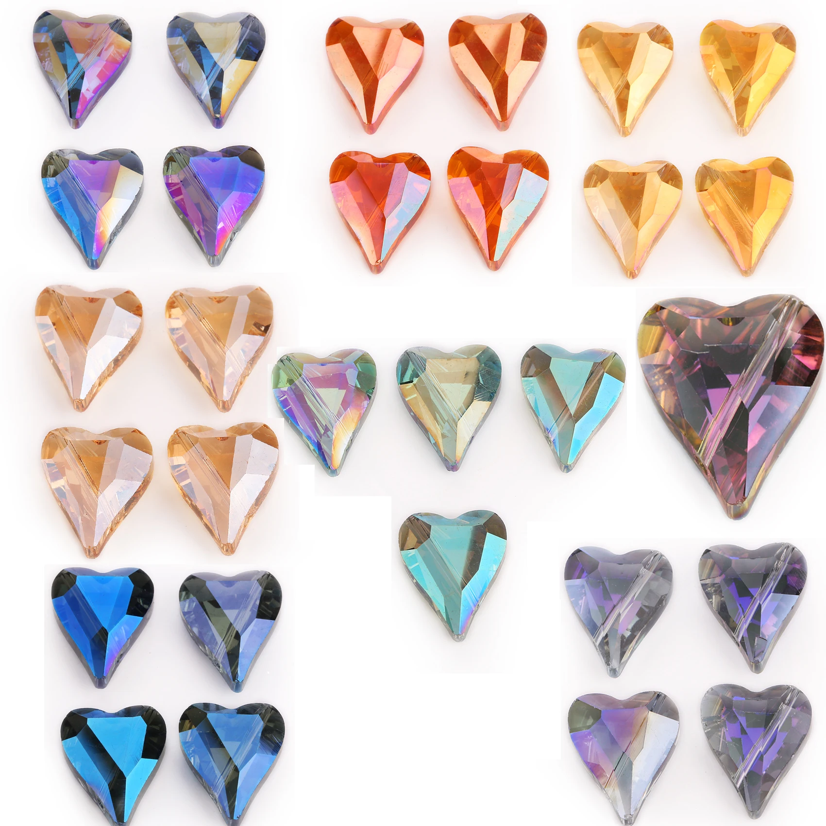 

22x18mm Faceted Spacer Beads Loose Bead Crystal Heart DIY Glass Necklace 5pcs Jewelry Findings Crafts