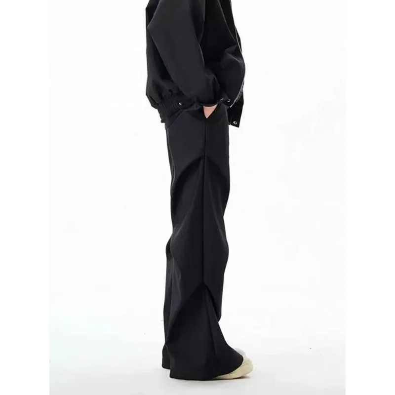 أسود مطوي النمط الأمريكي عارضة السراويل الرجال الجديدة قسط السراويل عارضة السراويل فضفاضة