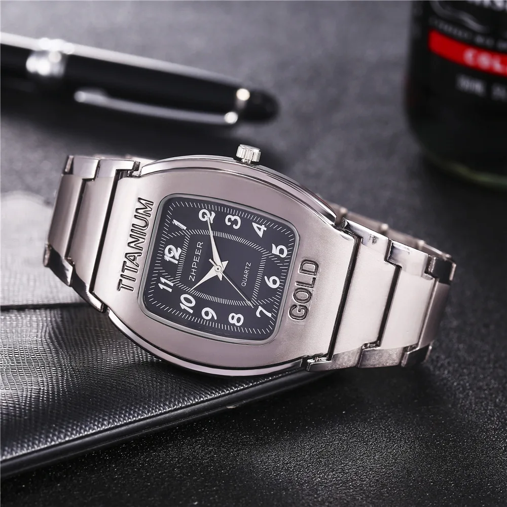 New Fashion Men Luxury Tonneau Watches For Man Famous Business Stainless Steel Quartz Watch Gifts Reloj Hombre Male Wrist Clock