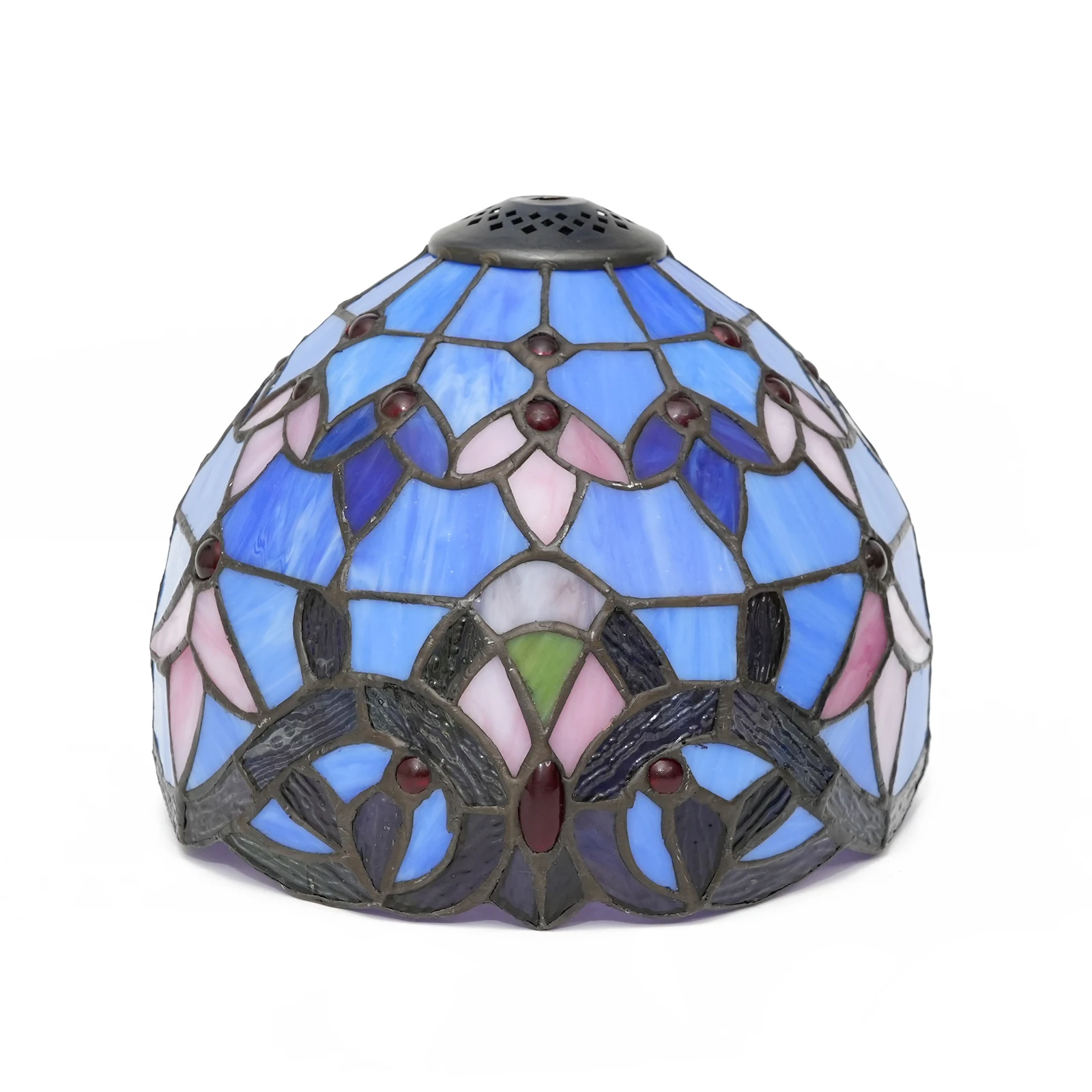 Blue Baroque Stained Glass Lamp Shade Replacement Only Lampshade Retro Pastoral Lamp Cover Accessories Fit for Table Lamp