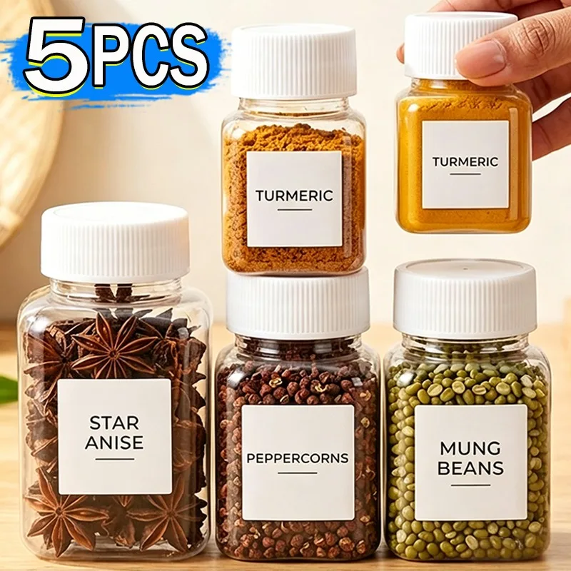 5Pcs 30/50/100ml Wide Neck Square PET Bead Storage Bottles Clear Transparent Dispenser Containers for Crafts Jewelry Small Parts