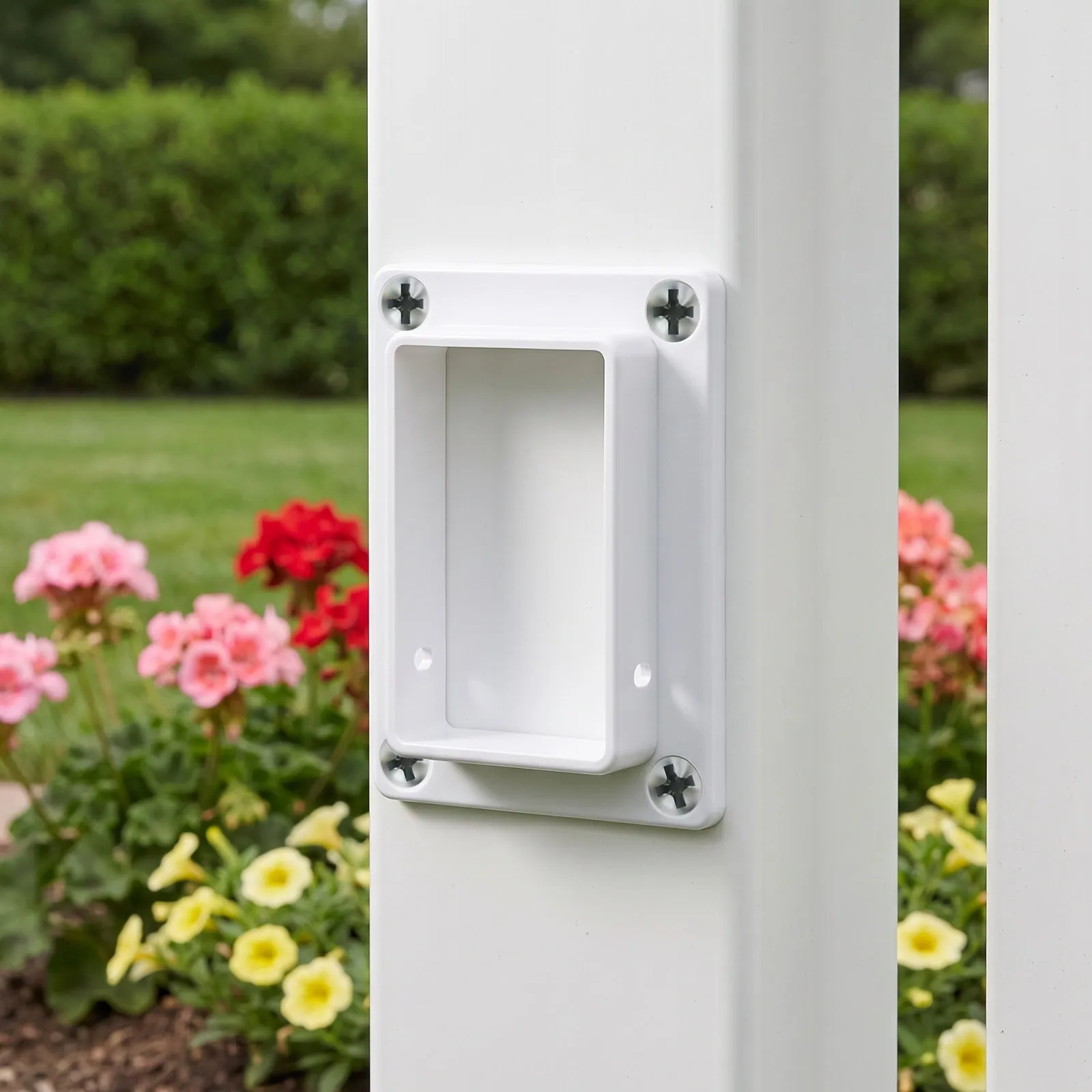 4Pcs White Vinyl Fence Brackets Slotted Handrail Deck Railing Connectors Secure Panel to Post Replacement Parts