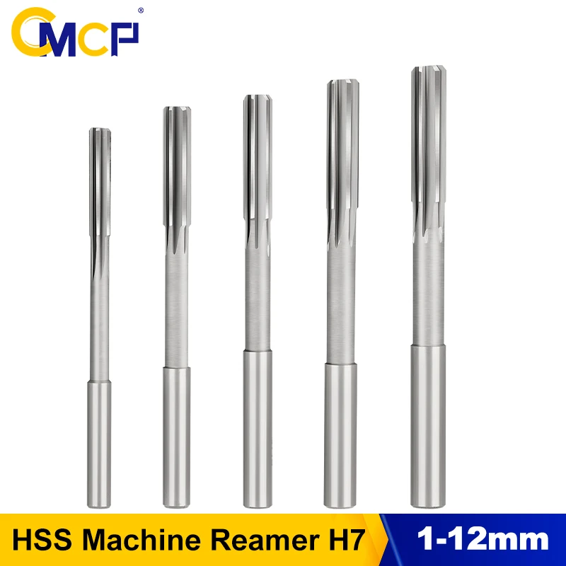 CMCP 1 Stück 1mm-12mm HSS-Maschinenreibahle H7 mit geradem Schaft, Fräsreibahle für Metall, Stahl, Aluminium