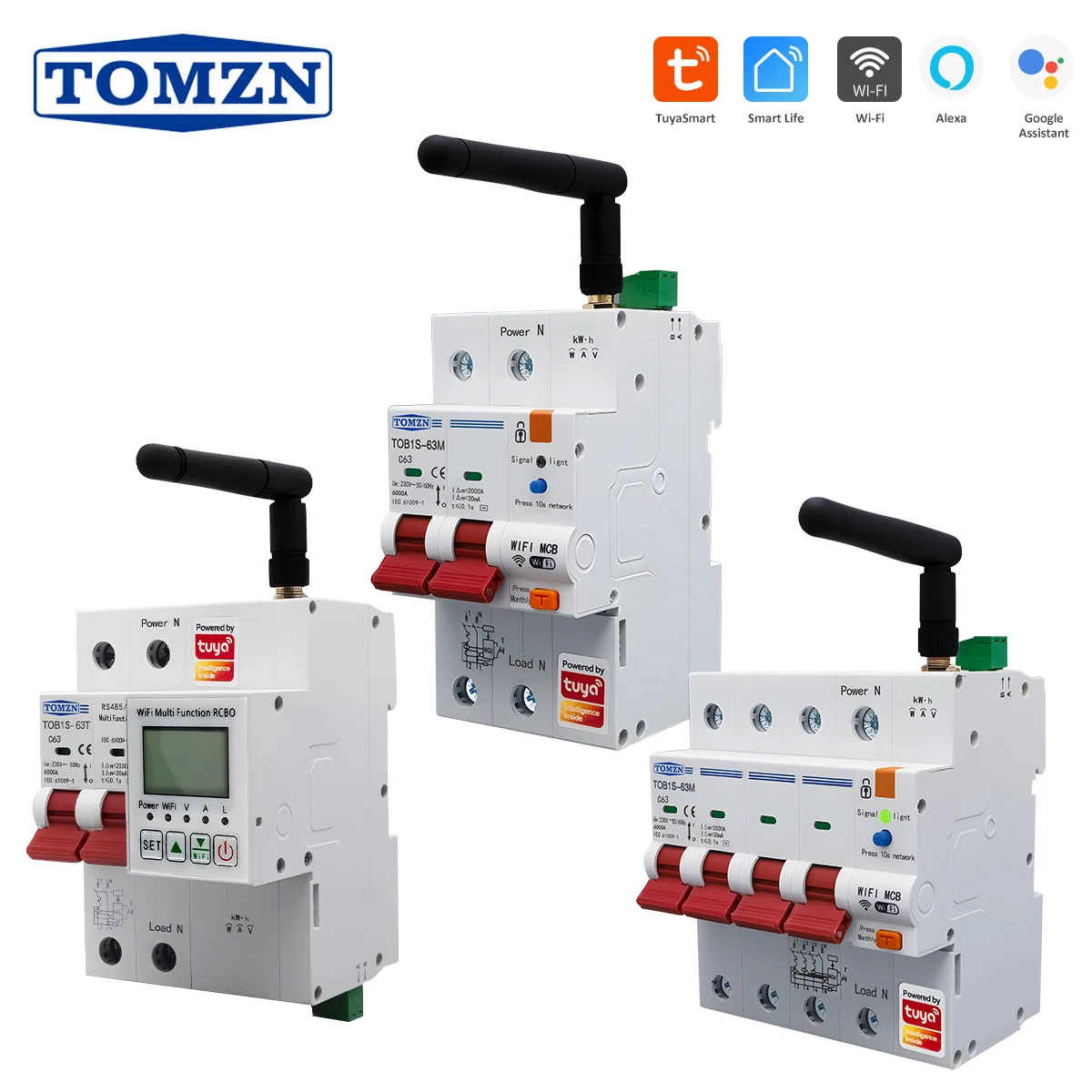 

TOB1S 2P 4P 2P+display WIFI Smart Circuit Breaker MCB Switch RS485 Short-circuit Protection Overload Protector OCP OVP UVP 220V