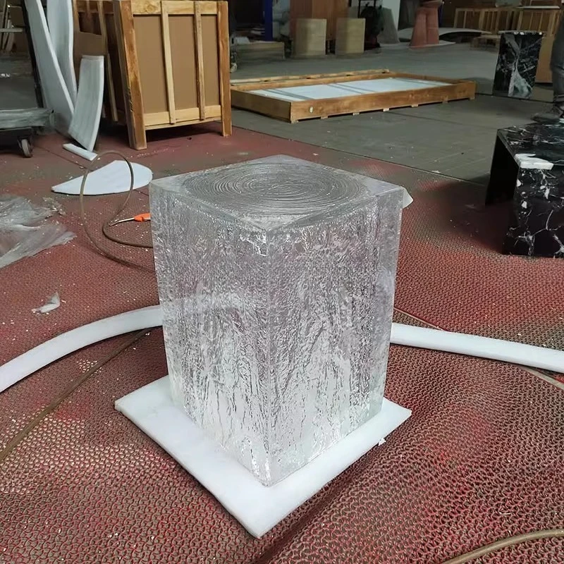 Stylish transparent resin stool stump pier bar dining stool square edge table coffee table