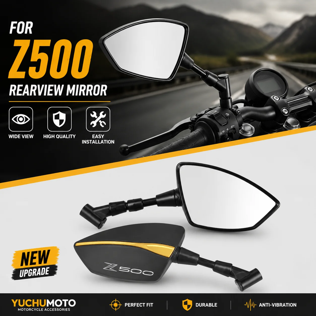 Motorcycle Adjustabale Rearview Left Right Rear View Mirrors Side Mirror New High Quality For Z500 Z 500 SE 2024 2025
