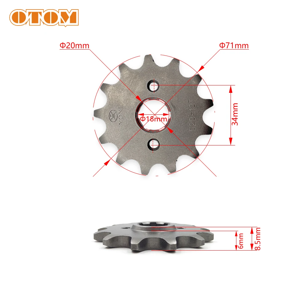 OTOM PR250 PR300 Engine Front Sprocket For ZHONGSHEN ZS172FMM-5 ZS175FMN Motocross Accessories Chain Drive Sprockets 520-13T