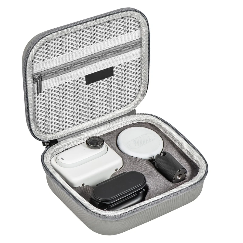 กระเป๋ากล้องพกพา PU กันน้ำกระเป๋าตาข่ายด้านในสำหรับ Insta360 GO3อุปกรณ์จัดระเบียบกล้องพร้อมถาดยึดด้านใน