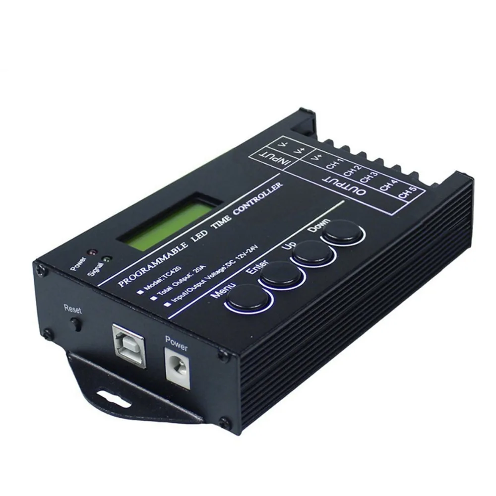 Controlador LED TC420 RGB de tiempo programable, 5 canales de salida Total, 20a, ánodo común programable para Módulo de tira led DC12V/24V