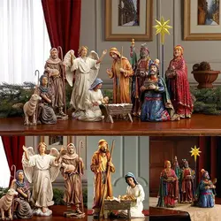 Three Kings Gifts Real Life Christmas Nativity Set Holy Family Nativity Figures Statue Nativity Scene Ornaments Home Decoration