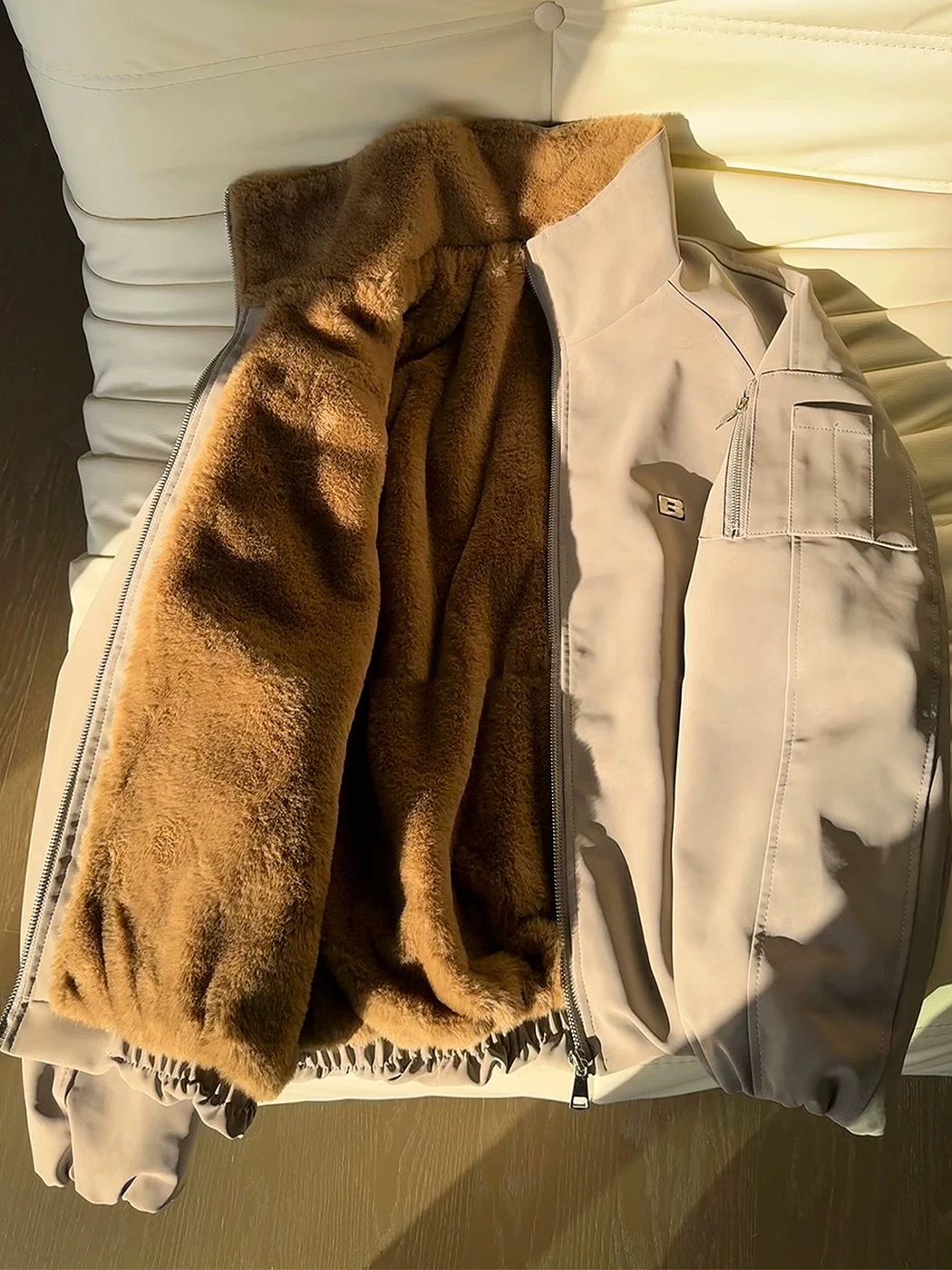 

Trendy Men's Thiened Faux Deer Hair Cotton Jaet Winter Special Thiened Fce ort PU Cotton Coat Fur Inteated Outer...