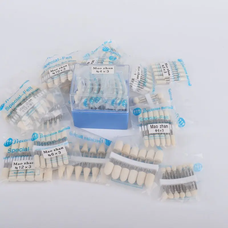 60 Stück/120 Stück, 1 Packung, Polierscheiben aus Wollfilz, Außendurchmesser 3–12 mm, Schleifkopf für Dremel-Bohrmaschine, Drehwerkzeug, 3-mm-Schaft. – Detail 6