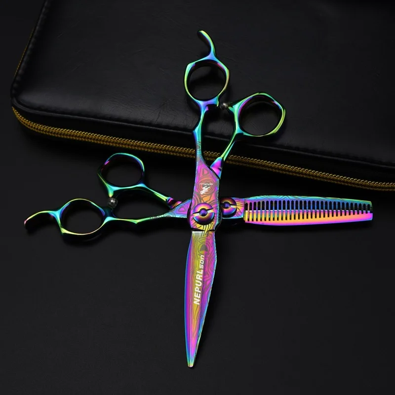 

Damascus Professional 6 Inch Multicolor Salon Hairdressing Scissors Haircut Cutting Shears Thinning Barber Makas Scissors