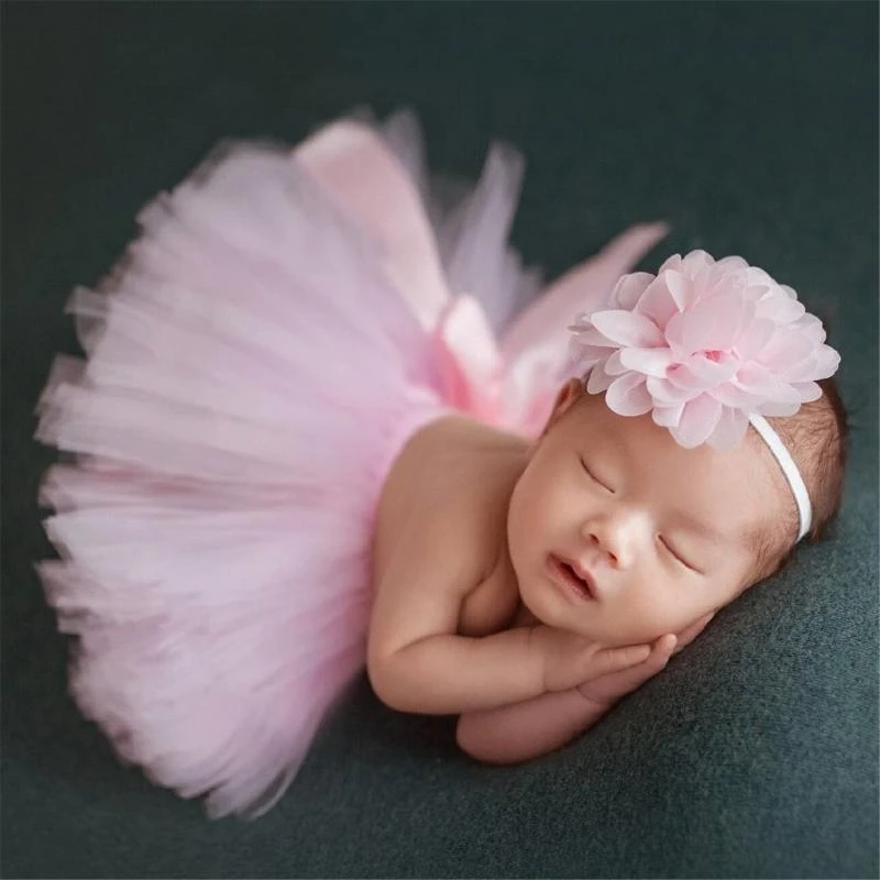 Tutu Skirt Matching Headband Photography Props for First Parties and Photoshoots 425F