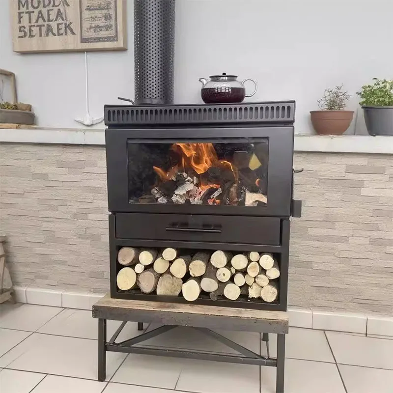 

New Double-layer Real Fire Wood Burning Fireplace Indoor Home Heating Stove for Living Room Rural Homestay Decoration Customized