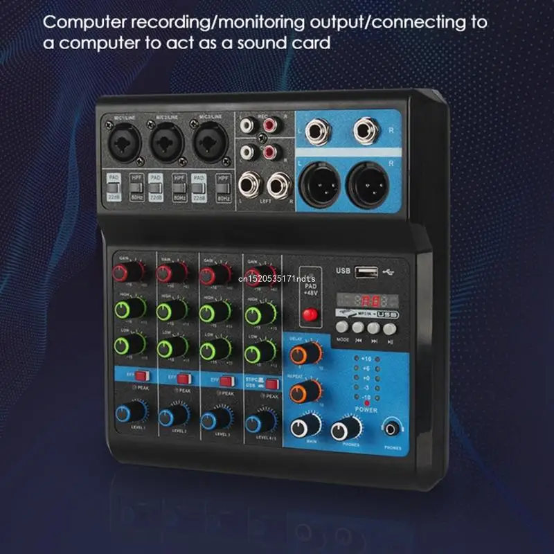 48V Fantoomvoeding MP3 Computer Ingang Mixer 5 Kanaals USB Uitgang Ingang Geen stuurprogramma's nodig Geluidskaarten