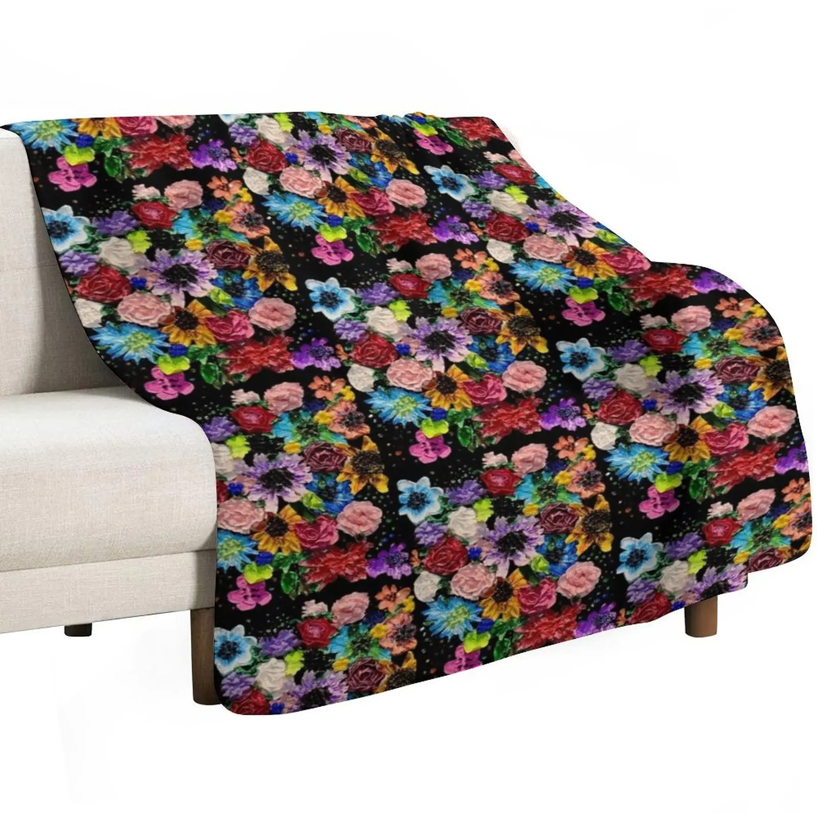 Floral Explosion Artwork Throw Blanket Warm Throw Blanket Gift for Anniversary