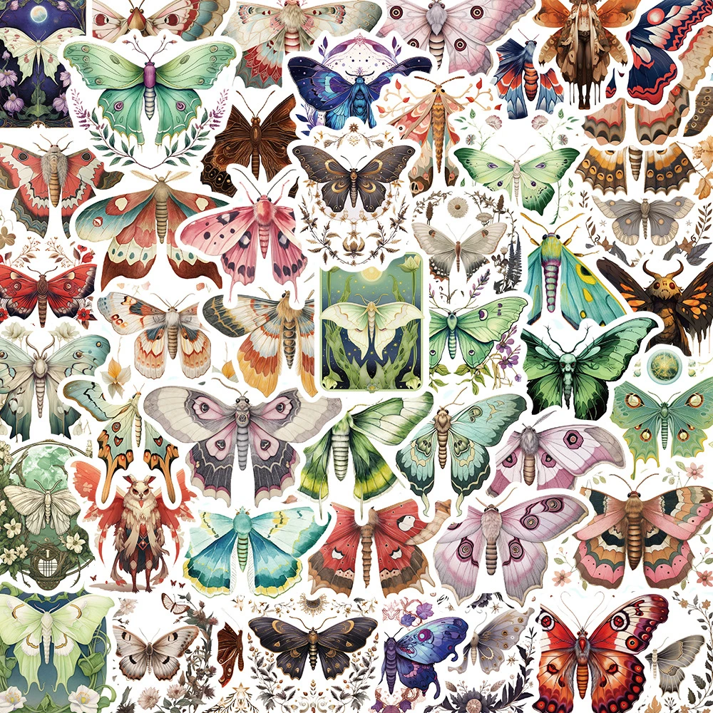 10/30/50PCS Colorful Moth Animal Cute Stickers Cartoon Decals Kids Toy DIY Diary Suitcase Scrapbook Laptop Bike Funny Sticker