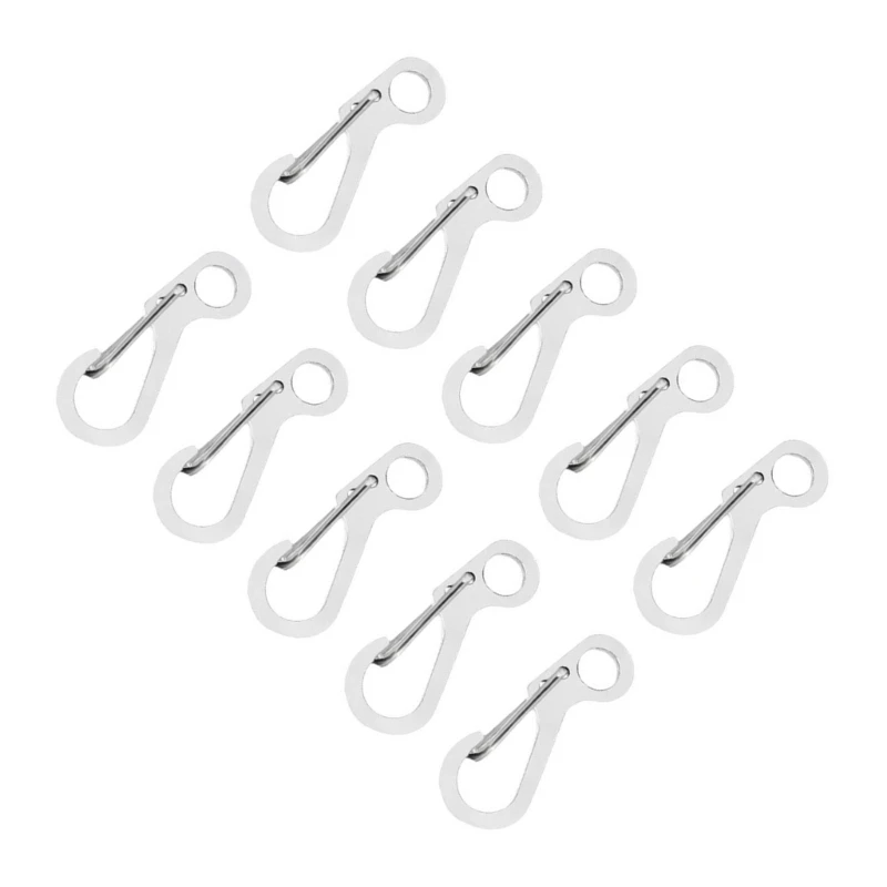 10Pcs Small Carabiner Clip Stainless Steels Keychain Carabiner Clasp Spring Keyring Hook Backpacks Attachments Hook