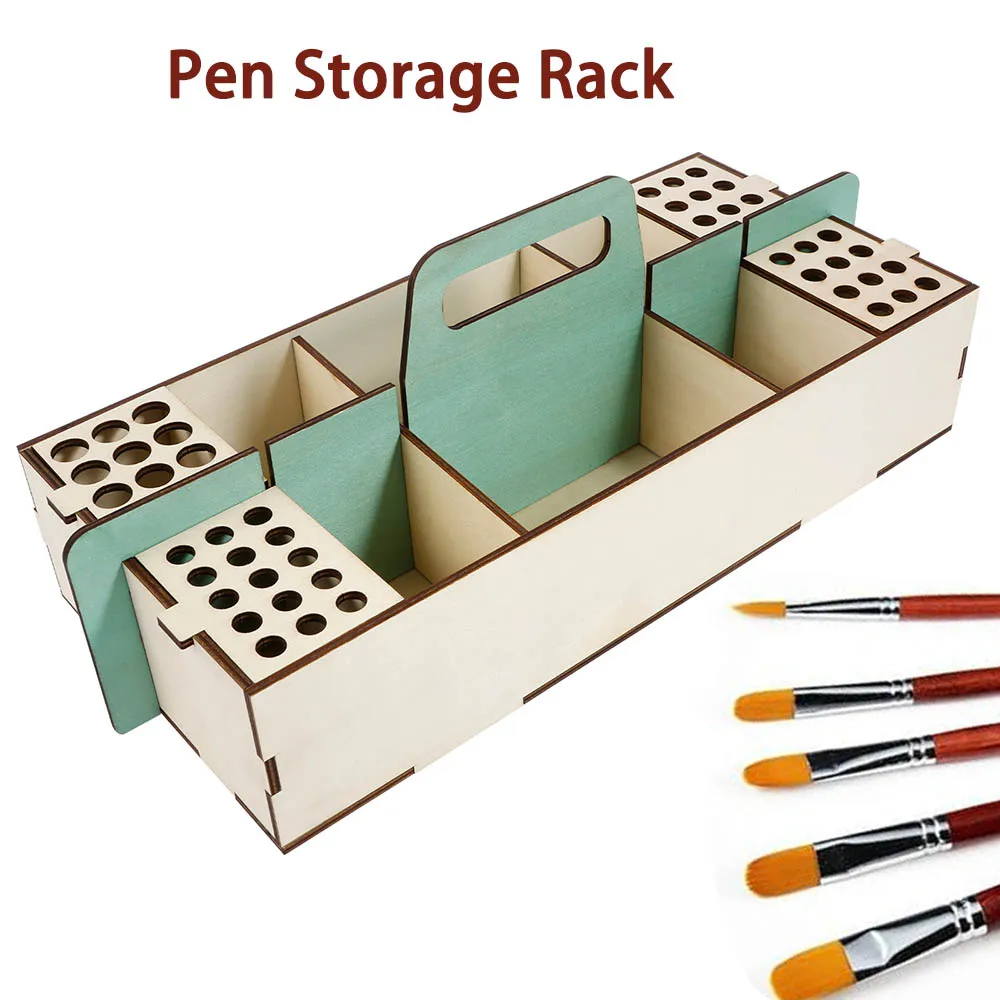 

Wooden Paint Brush Holder Drawing Supplies Paint Pencil & Brush Organizer Artist Desk Organizer Makeup Brush Tool Storage Rack