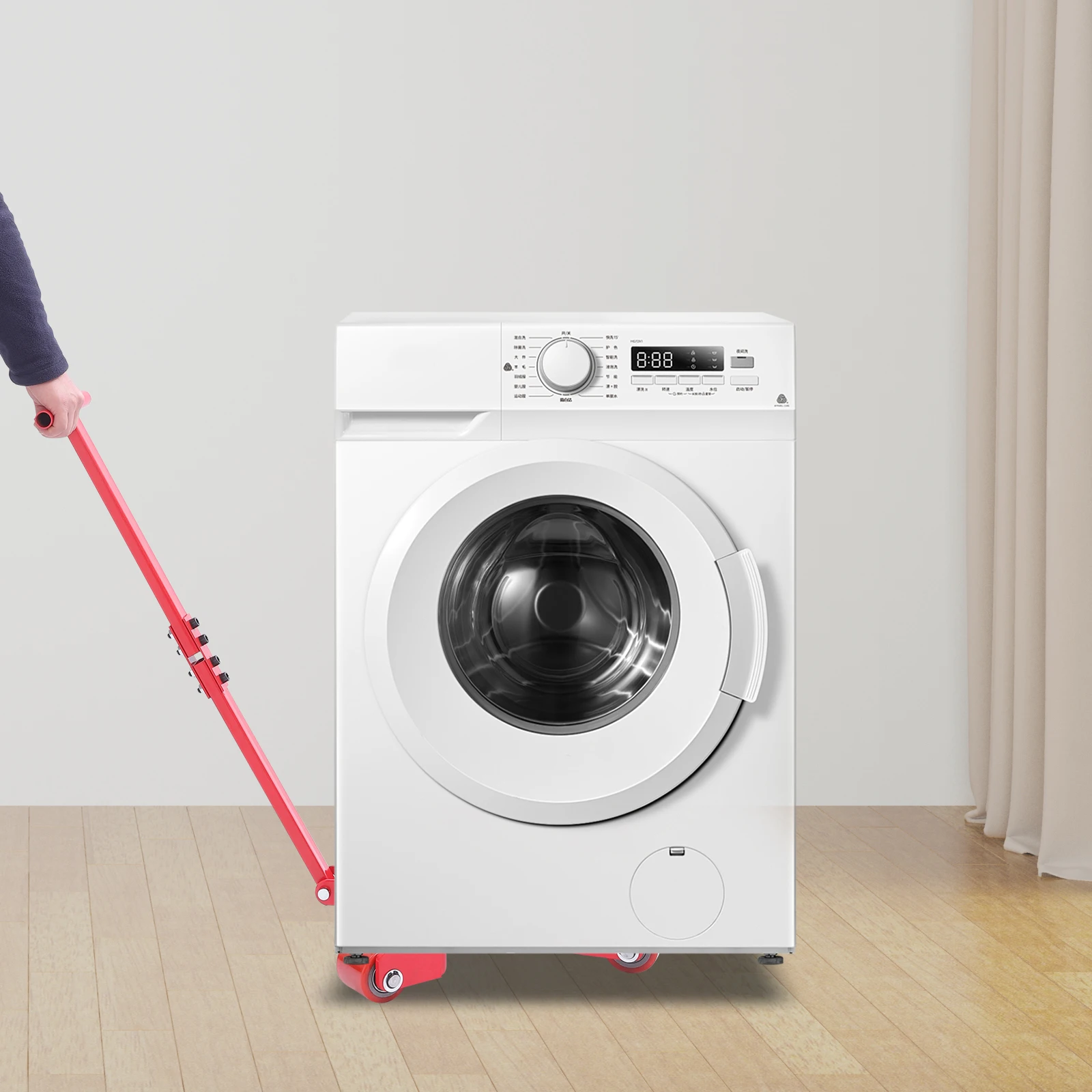 

Red Iron PU 33.6*42.5*11CM Transport Tank with Handle, 2T Load Capacity, Mechanical Moving Trolley