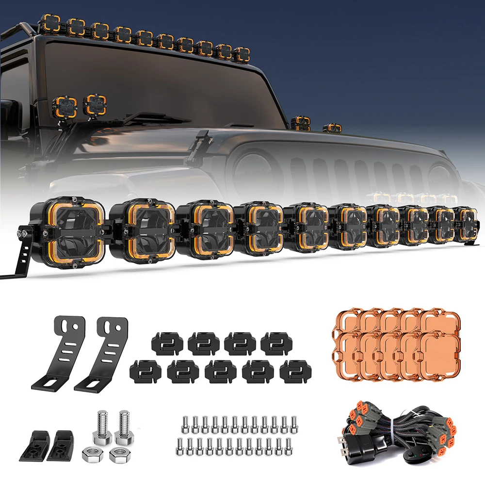 Car LED Work Lights For Jeep Wrangler JK JL Off Road LED Spotlight Truck Auxiliary Square Driving Lights Headlight Accessories