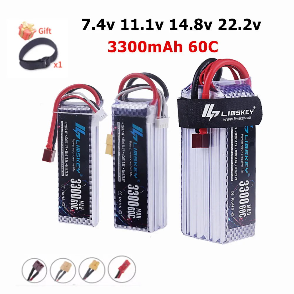 7.4V 11.1V 14.8V 22.2V Li-ion Rechargeable battery 3300mAh For RC Drones Car Airplane Helicopter Boats Toys 11.1v Lipo Battery