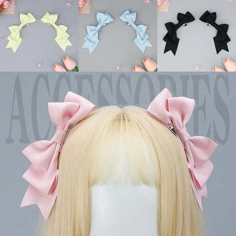 Kawaii Handmade Bow Hair Clips Anime Lolita Hairpins Cosplay Headwear JK Uniform Hair Accessory Xmas Gifts