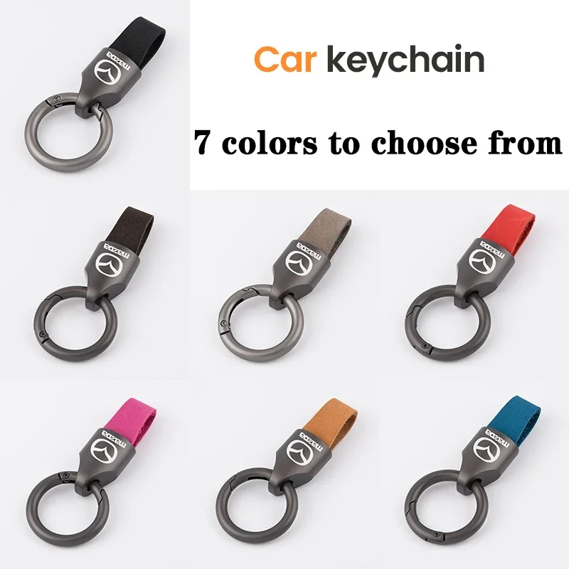 Cowhide Leather Keychain Waist Belt Buckle Carabiner for Mazda 3 Mazda 6 CX-5 Car Interior Accessories
