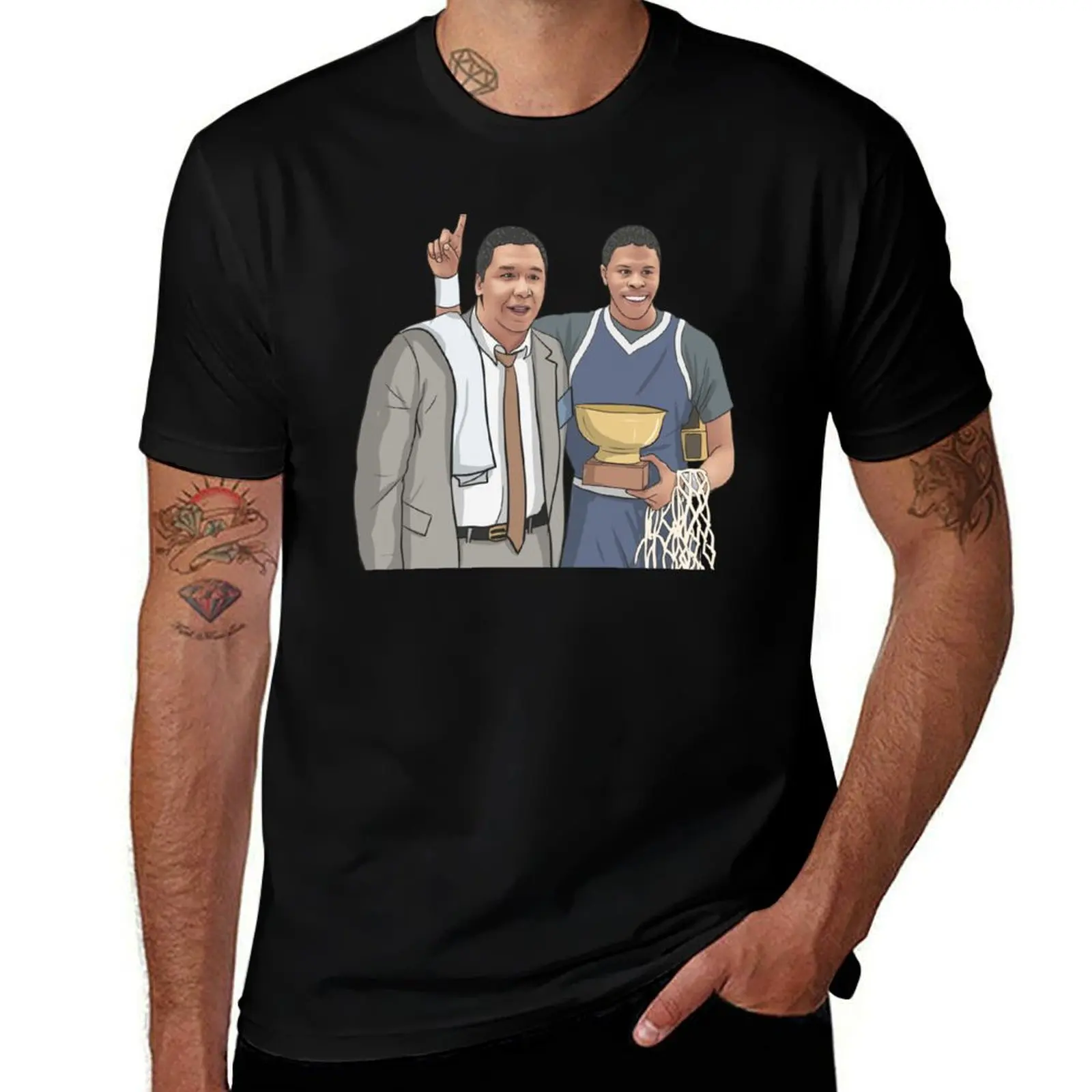 Patrick Ewing and John Thompson - Georgetown T-Shirt Basic Short Sleeve Cotton Blend T-Shirt