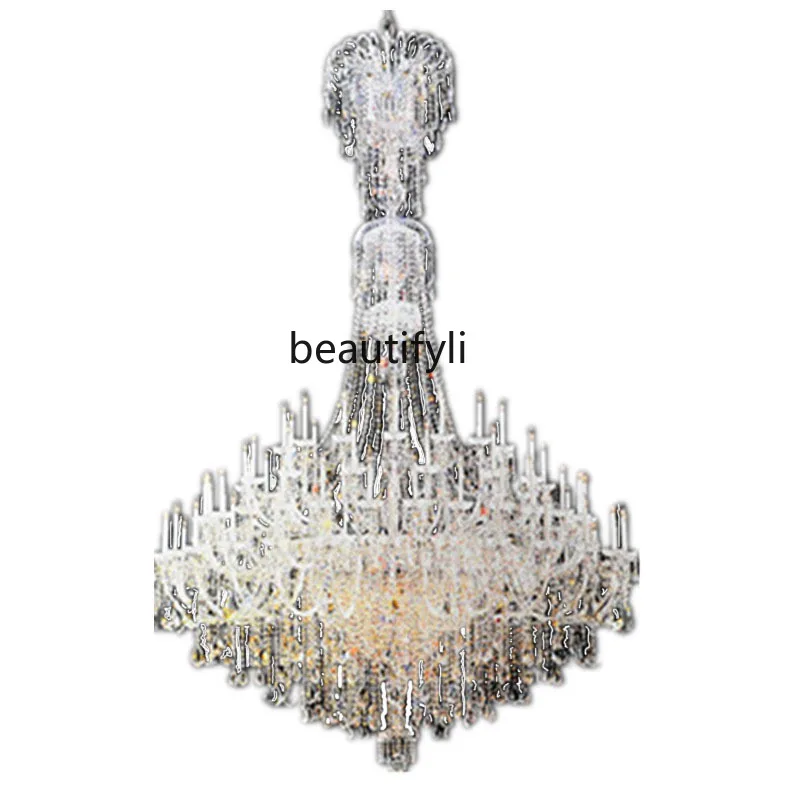 

HJ Crystal Chandelier Duplex Building Atmospheric Rotating Staircase Long Chandelier