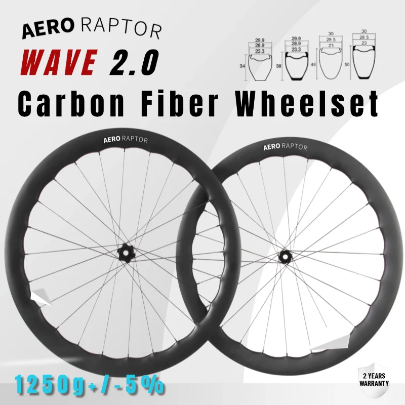 AERORAPTOR RW Wave Road Carbon-Laufradsatz, 46/50 mm Tiefe, 23 mm Innenbreite, 700C Center Lock 36T