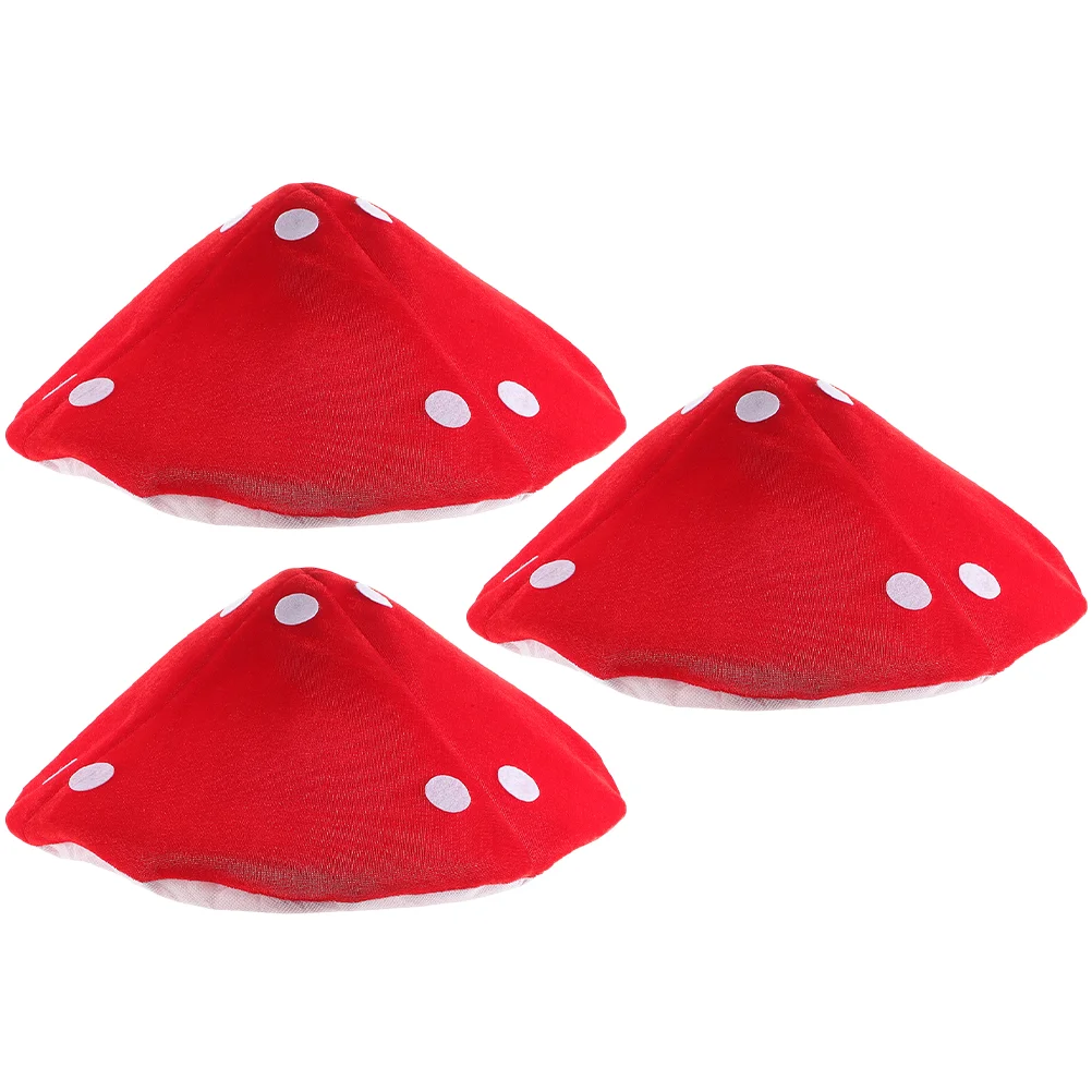 

3 Pcs Mushroom Hat Cosplay Keep Warm Red Costume Cloth Hats for Girls Funny Kids