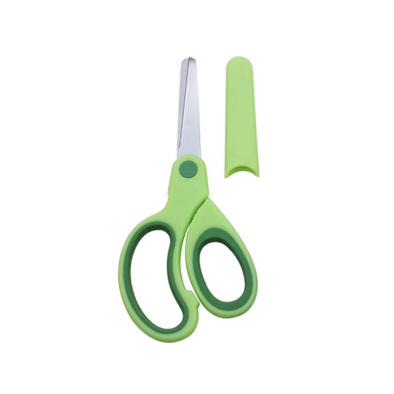 Left-Handed Safety Scissors for Kids DIY Paper Cutting Tool with Sleeve Student Stationery Scissors