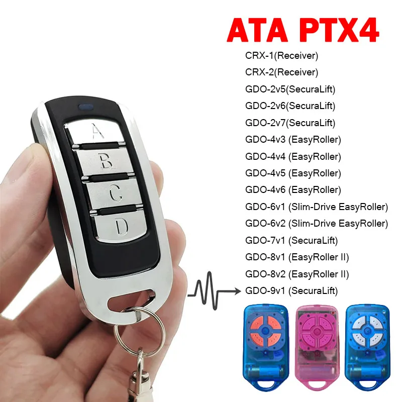 For ATA PTX4 Securacode Garage Door Control Garage Door Opener Remote Control 433.92MHz