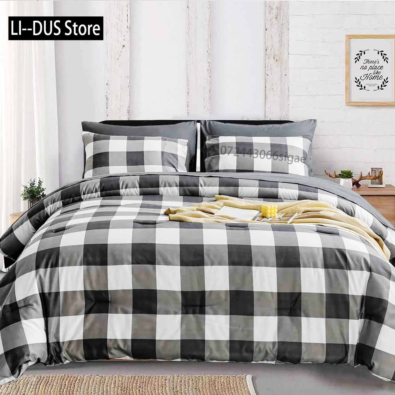 

Plaid Duvet Cover Set, Striped Pattern Decorative 3 Piece Bedding Set with 2 Pillow Shams, Queen King Full Size, Home Decor