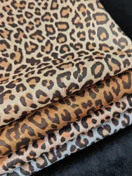 Leopard Printed Suede Fabric Thin By The Meter for Clothes Shoes Hats Handmade DIY Sewing Designer Cloth Soft Drape Beige Brown