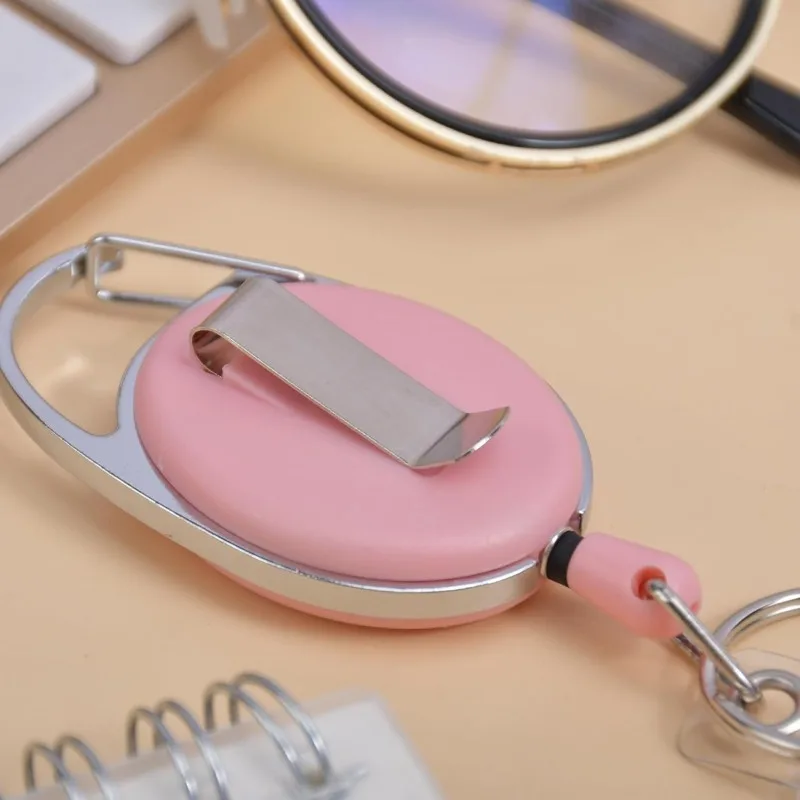 1 Set Transparent Card Holder Cases Retractable Keychain Scratch-Proof Student Office ID Bank Card Tab Cases