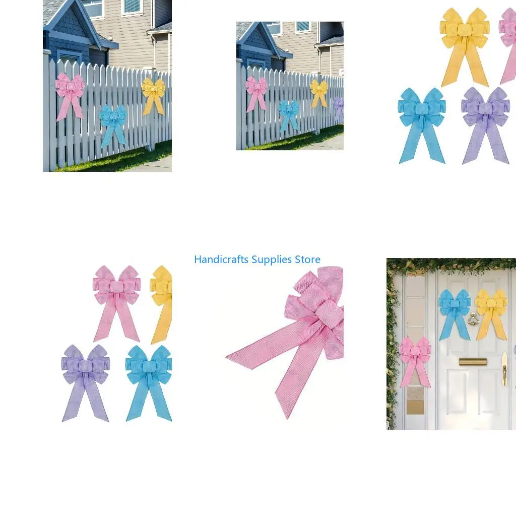 R1WA Spring Bows for Wreaths Decorations Easter Tree Toppers Bows,Decorative Bows Spring Faux Burlap Ornament for Front Door
