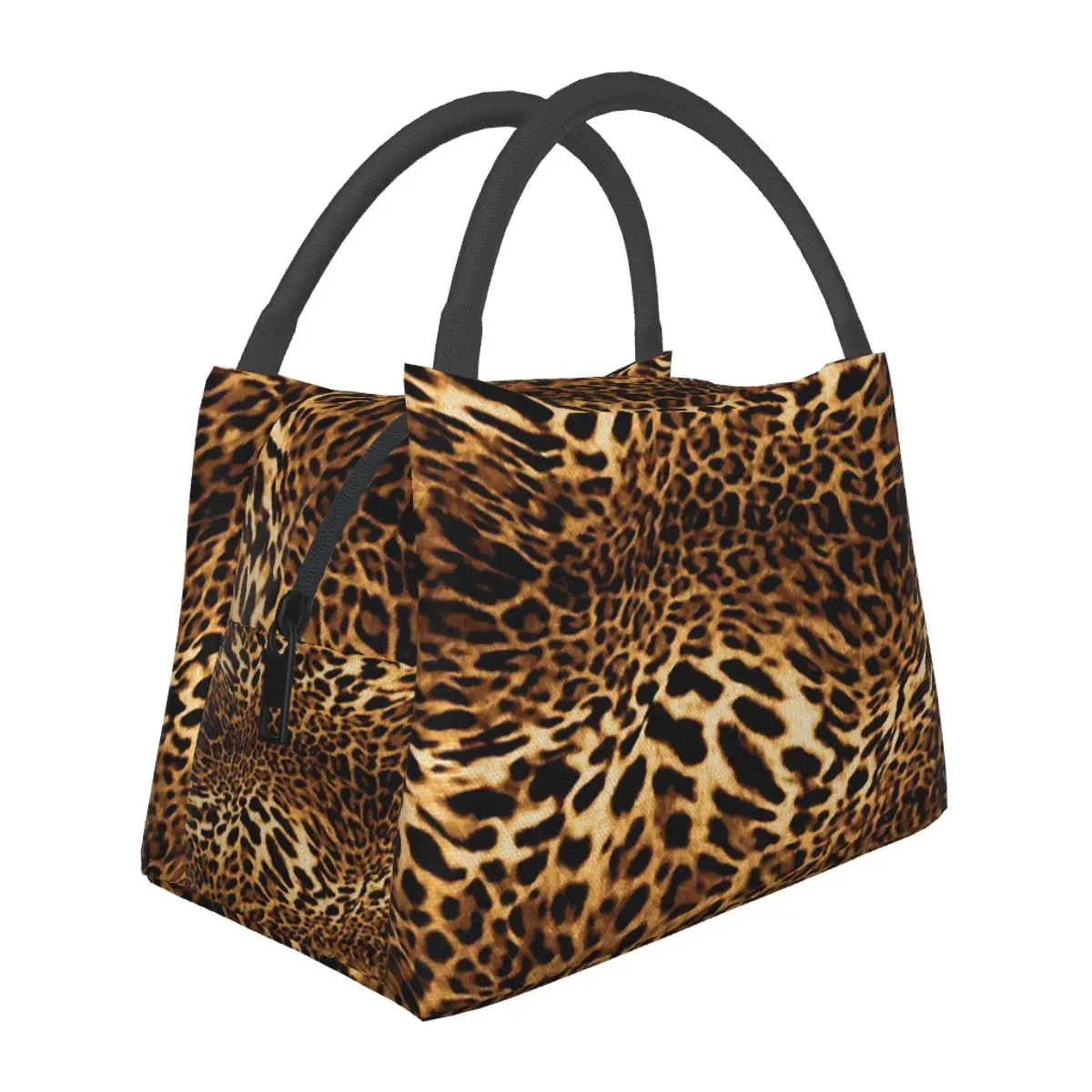 

Leopard Skin Insulated Lunch Bag for Women Picnic Storage Food Boxes Portable Container Cooler Thermal Lunch Box Tote