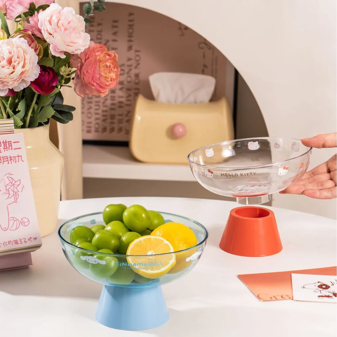 

Sanrio Home Products Hello Kitty Drain Basket Kawaii Anime Character Cinnamoroll Creative Girly Heart Kitchen Fruit Drain Basket